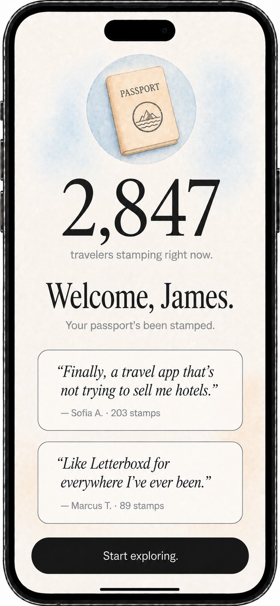 Stamped welcome screen
